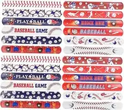 Vaguelly 24pcs Sports Themed Decorative Slap Bracelets PVC Baseball Snap Bands for Parties Vibrant Colors Fun and Flexible Wristbands for Sports Events and Celebrations