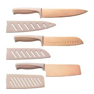 【NEOFLAM】鈦金刀具6件組-奶茶粉/純淨白兩色可選(6.5吋菜刀.7吋三德刀.8吋主廚刀.刀鞘x3)