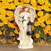 Angel Statue for Garden - 13 inches Guardian Solar Garden Statue, Gardening Gifts for Mom Grandma Lawn Ornaments Figurines for Outdoor Decor