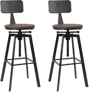 [Artiss] Bar Stools Stool Set of 2 Adjustable Kitchen Swivel Counter Barstools Dining Chair Vintage Chairs Industrial Style in 63-79cm Seat Height Floor for Home Bar Dining Room Cafe Outdoor Indoor