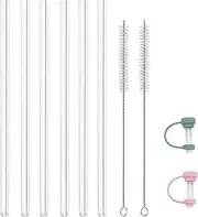 6 PCS Replacement Straws for Stanley 40oz, 31cm Bpa-Free Reusable Silicone Stanley Cup Straw with Cleaning Brushes and Straw Covers for Stanley Adventure Travel Tumbler