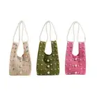Eye Catching Chain Strap Bucket Bag Hollow Out Knitted Beaded Wrist Bag Handbag