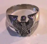 EGYPTIAN SOLID STERLING SILVER EAGLE AMULETIC RING NEW size 10
