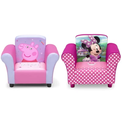 Delta Children Peppa Pig & Disney Minnie Mouse Upholstered Chairs, Wood
