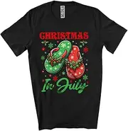 [Generic] Christmas in July; Adorable Summer Vacation Hawaiian Flip Flops; Women Family Group Unisex T-Shirt