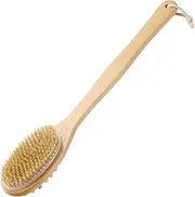 Bath Body Exfoliating Brush,Shower Back Cleaning Scrubber with Long Wooden Handle,39CM Dry or Wet Skin Exfoliator Brush with Soft and Stiff Bristles Back Washer.Stimulates Blood Circulation.