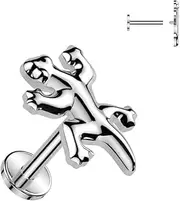[Pain-is-Art] Gecko Labret 1.2 mm – ASTM F136 Titanium in Gold or Silver – Piercing
