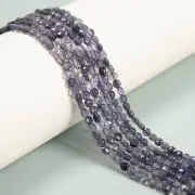 Natural Iolite Faceted Coin Beads Size 4mm 15.5'' Strand
