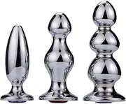 3 Styles Extra Long Anal Plug Metal Butt Plug with Diamond Base Anal Dildo Anal Masturbator G-Spot Prostate Massage Dilators SM Anus Sex Toys for Men Women(S)