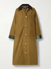 [Barbour] Barbour - Ettie Corduroy-trimmed Waxed-cotton Jacket - Light brown - UK 14 UK 14 Brown