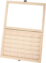 Haofy Solid Wood Film Cassette Display Case 30 Slots Dust Proof Storage Box, Multifunctional Minimalist Organizer for 35mm Camera Film Cassettes, Home Decor