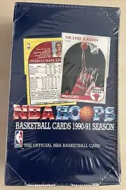 1990-91 Season NBA Hoops Basketball Sealed Box 36 Packs Michael Jordan On Cover
