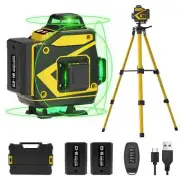 4x360° Green Laser Level w/ Tripod Remote Rechargeable Self Leveling Tool DIY