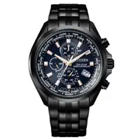 在飛比找PChome24h購物優惠-CITIZEN 質感巔峰黑鋼電波光動能腕錶AT8205-83