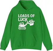 [Sumairah] Funny Load of Luck Bulldozer Shamrock St Patricks Day Hoodie(Irish Green, Large)