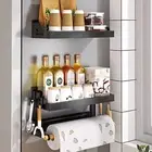 Stove Magnetic Rack Kitchen Storage with Paper Towel Holder Spice Shelf