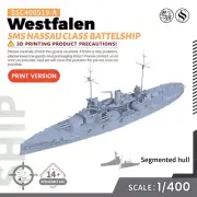 SSMODEL 519-A 1/400 Military Model Kit SMS Nassau Class Westfalen Battelship