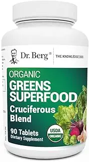 Dr. Berg's Organic Cruciferous Support - New Version of Whole Food Vegetable Supplement with 11 Phytonutrient Complex Superfoods - Helps Boost Energy, Immune System and Liver Detox - 90 Tablets