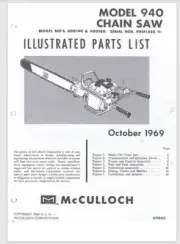 McCulloch 940 2 man Chainsaw Illustrated Parts List Exploded views 1969 15 pages