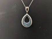 Vintage Platinum Over Bronze Pear Drop Pendant Chain Necklace 18 Inch Lobster Cl