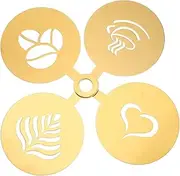 4pcs Coffee Latte Mold Chocolate Molds Metal Stencils Heart Decor Metal Coffee Stencils Cookie Decorating Stencils Stainless Steel Cocktail Stencils Barista Tools Coffee Art Supply
