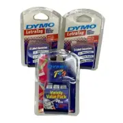 (3) DYMO LetraTag Label Refill Variety Pack -3 Cartridges Per Pack 1/2"x13' Each