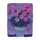 Sherpa Fleece Blanket, Hydrangea Flower Bouquet, Cozy Throw, Pink Purple