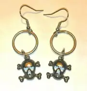 NEW Skull Heart HANDMADE Crossbones Goth Emo Punk Hoop Earrings
