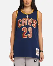 [MITCHELL & NESS] Mitchell & Ness Cleveland Cavaliers Lebron James Swing Jersey Blue - Size 2XL 2XL Blue