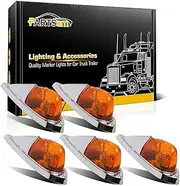 Partsam 5X Universal Teardrop Style Amber Cab Roof Clearance Marker Lights Kit for Trucks Trailers Peterbilt Freightliner Kenworth Mack Western Star