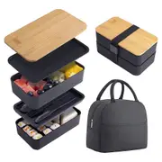 Bento Box 2 Layer Stackable Leak-Proof Japanese Lunch Box with Spoon Fork