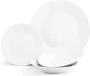 Sabichi 12pc Day to White Dinner Set - Microwave & Dishwasher Safe - 4 X Plates, Side Soup Bowls Plate and Bowl Ideal Plates and Bowls Set
