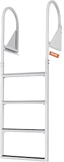 VEVOR Dock Ladder, Flip-Up 4 Steps, 159 kg Load Capacity, Aluminum Alloy Pontoon Boat Ladder with 50.8 mm Wide Step & Nonslip Mat, Easy to Install for Ship/Lake/Pool/Marine Boarding