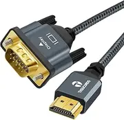 HDMI to VGA Cable 5M, Gold Plated Braided HDMI to VGA Adapter Cable (Male to Male) for Computer, Desktop, Laptop, PC, Monitor, Projector