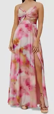 Aidan by Aidan Mattox Printed Long Twist-Front Dress Size 6