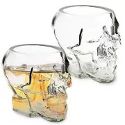 G Francis Skull Glasses Drinking Set - 2pk 350mL Skull Shaped Whiskey Glasses