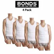 Mens Bonds Chesty Singlets 4 PACK Muscle Tank Top White Work Tough Shirt M7WL