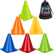 Soccer Cones Sports Training Agility Field Marker Cone, 12 Pack 7 Inch Training
