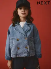 Mid Blue Denim 100% Cotton Trench Jacket (3-16yrs) (E25205) | $55 - $77