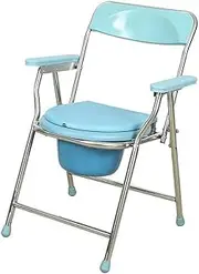 Foldable Commode/Shower Chair Portable Commode Toilet Elderly Disabled Folding Non Slip Shower Chair with Backrest and Armrests Portable Camping Toilet Chair Toilet Alternative Chair (Color : Black)