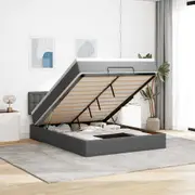 vidaXL Ottoman Bed with Mattress Dark Grey Queen Fabric