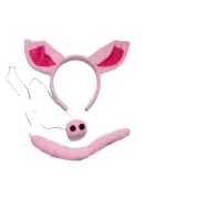 Kids Pink Pig Headband Nose Tail 3pcs Costume