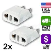 2 White AU Australia EU Europe UK to USA US Power Adapter Converter Travel Plug