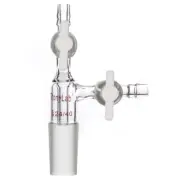 Glass Vacuum Transfer Adapter, Borosilicate Glass Vacuum Adapter with PTFE Stopc