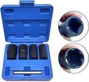 JEUCLEL 5PCS Twist Lug Nut Socket Set - 1/2 inch Drive Damaged Nut Lock Remover Extractor - Rusted & Strip & Stripped & Stuck Locking Nut Removal Tool Kit with 17mm 19mm 21mm 22mm Sockets