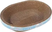 Folpus Oval Corrugated Scratch Pad Scratching Lounge Bed Recycle Board Training Toy Cat Scratcher Cardboard for Kitty Small Medium Large Cat Playing, 50cmx38cmx9cm