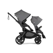 Bugaboo Kangaroo bassinet and seat tandem pram Moon grey sun canopy, moon grey fabrics, black chassis