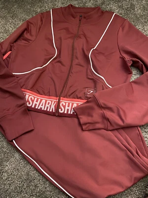 Gymshark Set Ladies Suit Jacket Joggers Pink Size Large Gym Pants Fitness