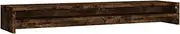 vidaXL Engineered Wood Monitor Stand - Smoked Oak Dual Monitor Riser with Shelf - Ergonomic Desktop Stand - 100x24x13 cm