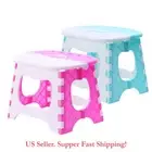 DH Foldable Step Stool Sturdy Plastic Durable Easy Folding Stool - Pink & Blue